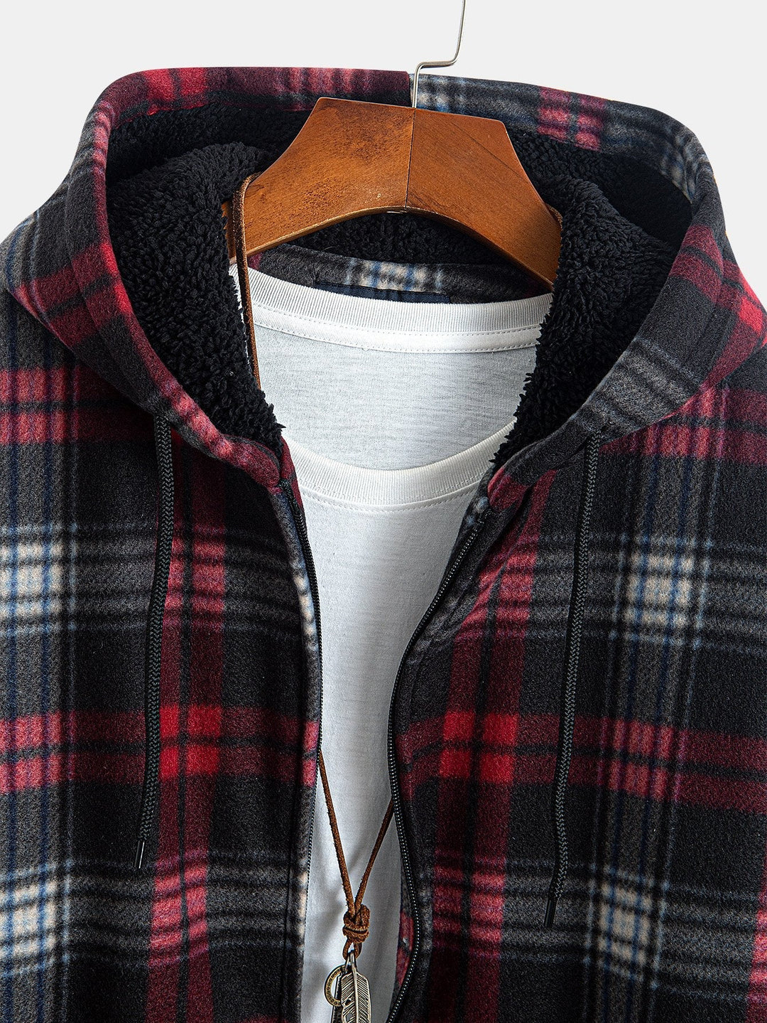 Henk | Flanellen hoodie met teddyvoering