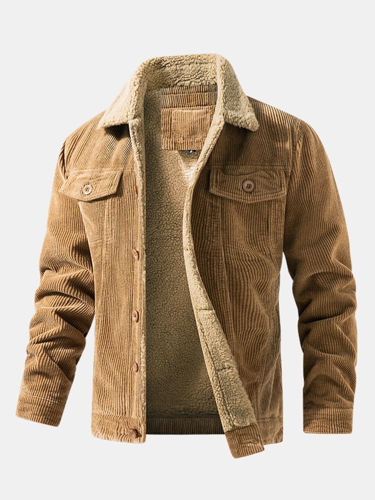 Julian | Katoenen corduroy jack met teddyvoering