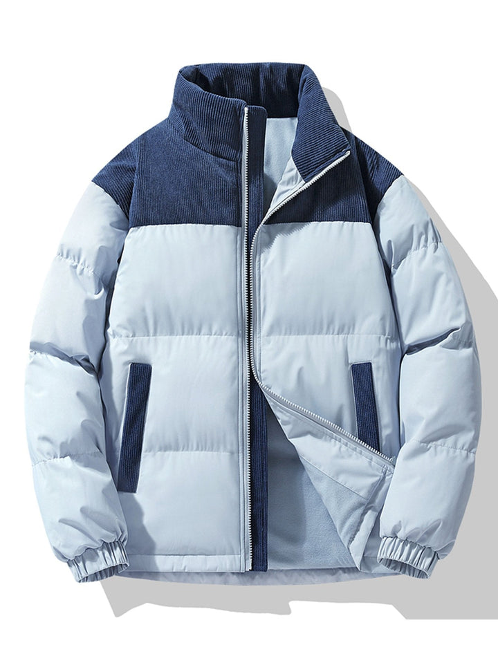 Boris | Corduroy puffer jack met patchwork