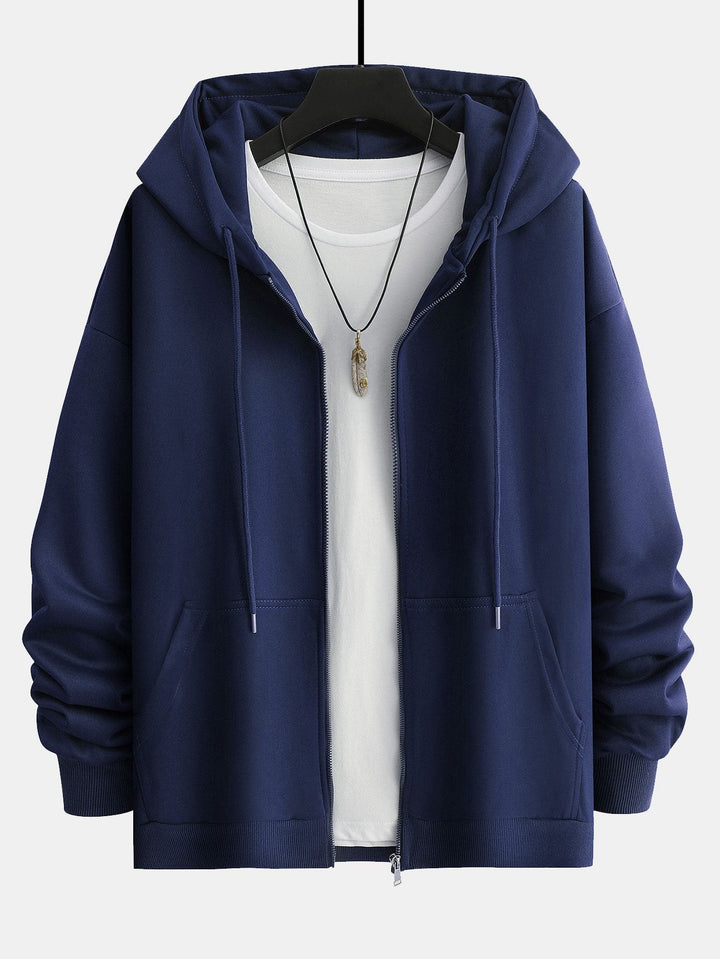 Berend | Basic hoodie met ritssluiting en relaxte pasvorm