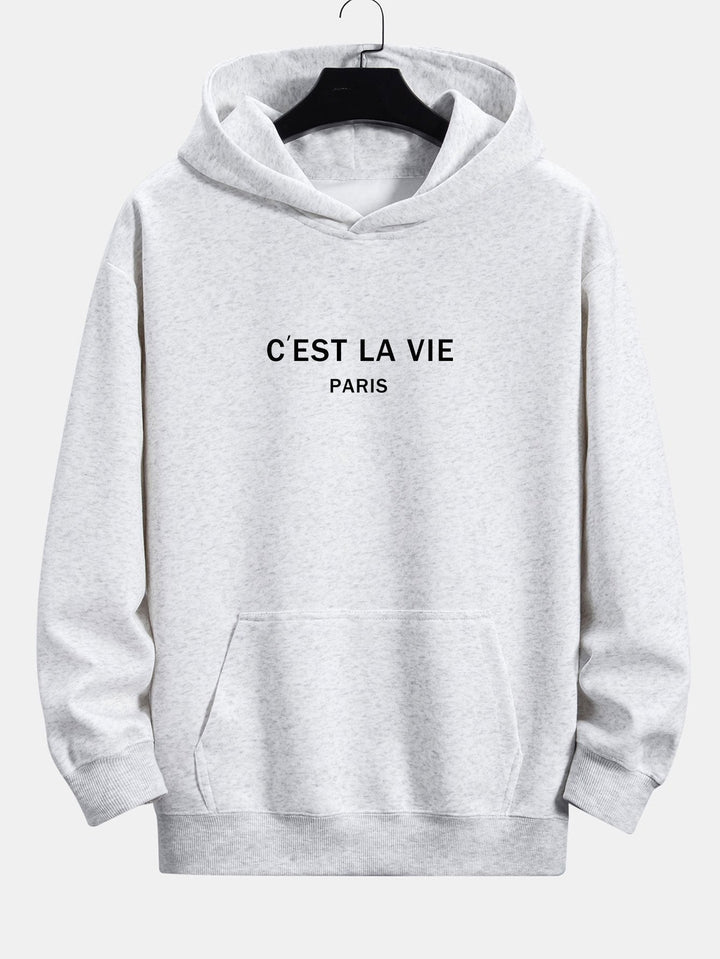Mick | Hoodie met Parijsprint en relaxte pasvorm