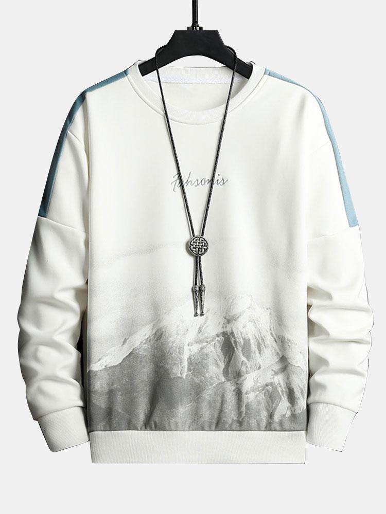 Sam | Sweater met bergprint en ronde hals