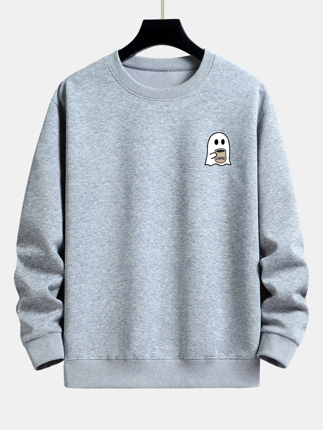 Tom | Sweater met spook- en koffieprint en relaxte pasvorm