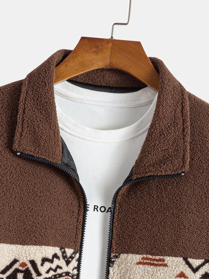 Floris | Teddyfleece jas met azteekse print