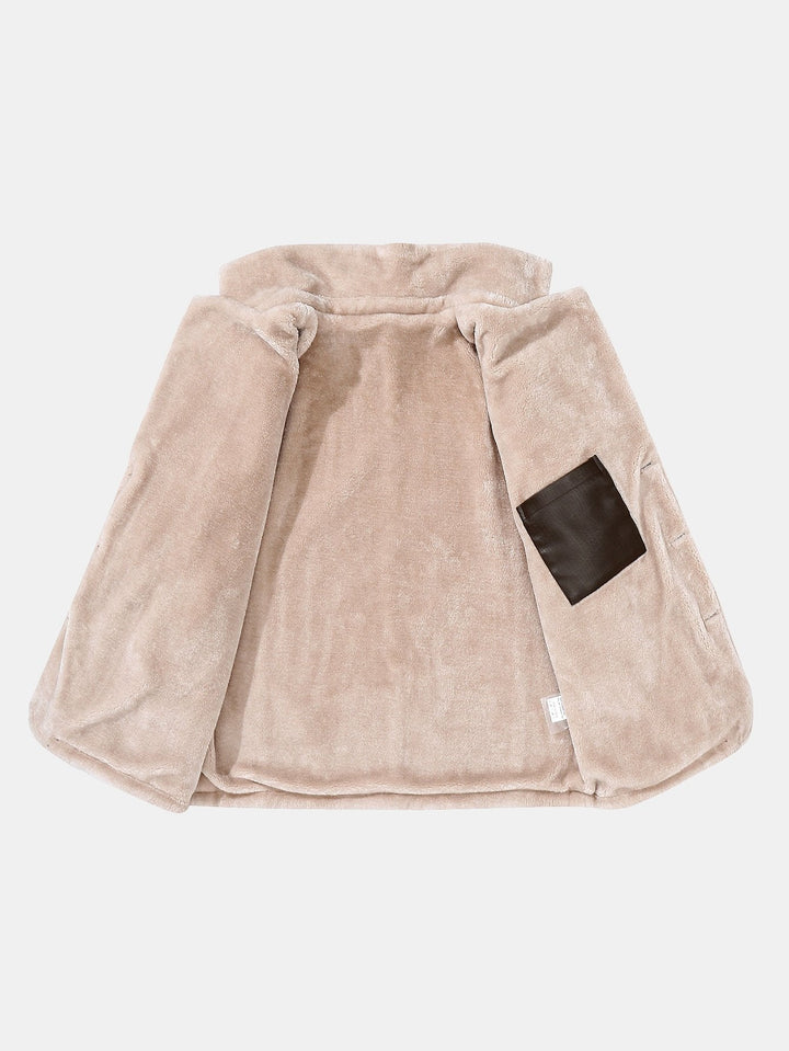 Stef | Blazer van pu-leer met imitatiebontvoering