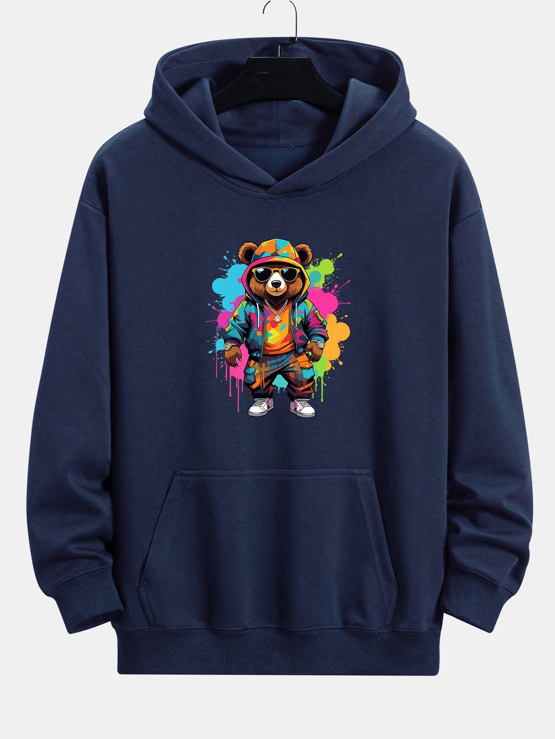 Frits | Hoodie met beerprint in inktstijl en relaxte pasvorm