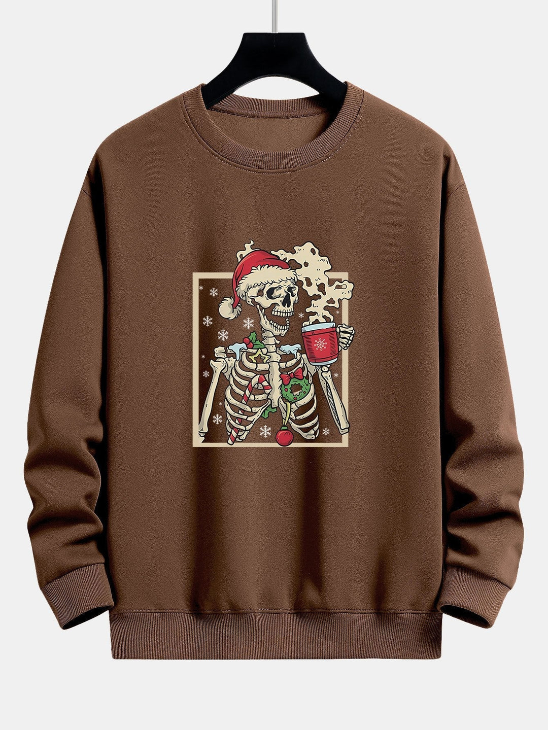 Siem | Kerstsweater met skelet- en koffieprint en relaxte pasvorm