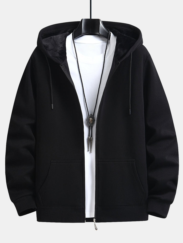 Zeno | Hoodie met pluchevoering, ritssluiting en relaxte pasvorm
