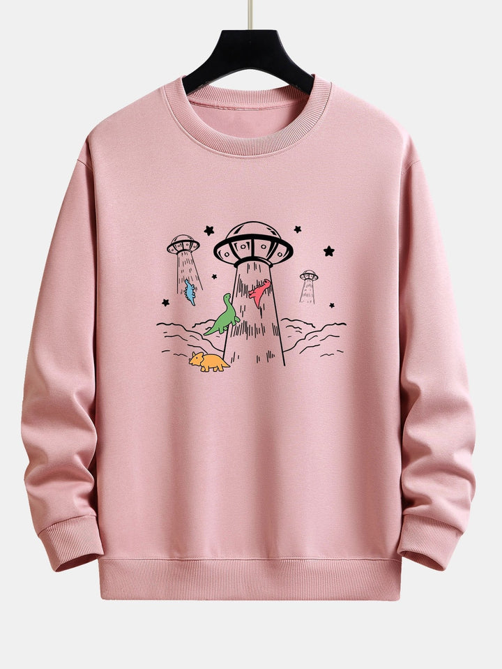Krijn | Sweater met dinosaurus- en ruimteschipprint en relaxte pasvorm
