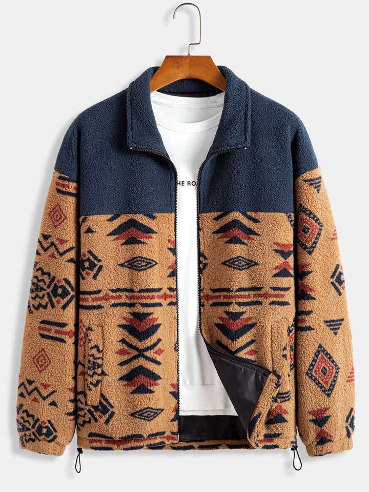 Floris | Teddyfleece jas met azteekse print