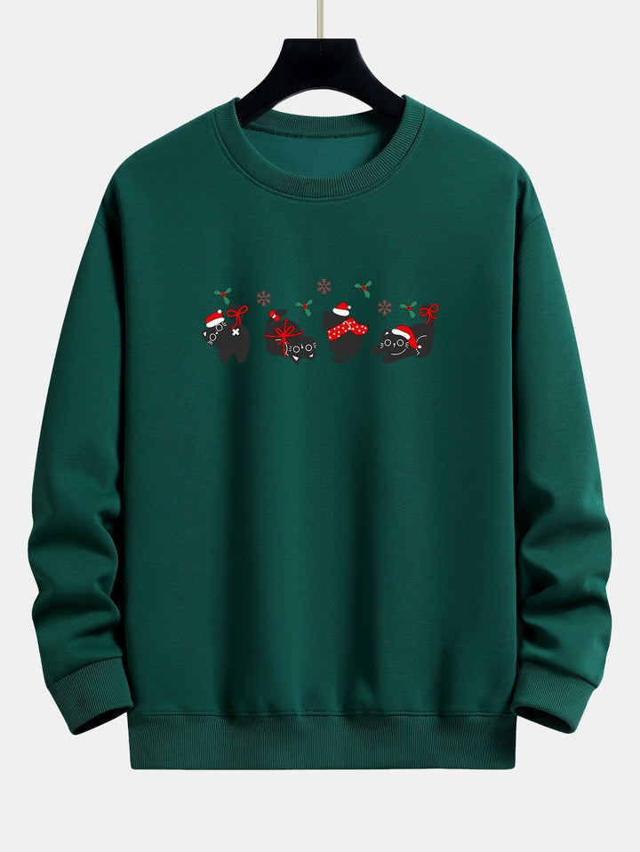 Oscar | Kerstsweater met zwarte kattenprint en relaxte pasvorm