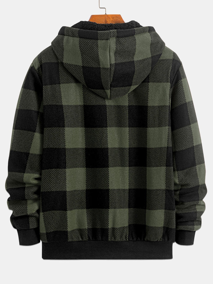 Jochem | Geruite flanellen hoodie met teddyvoering