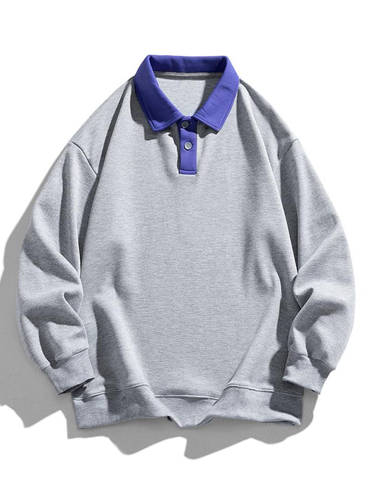 Finn | Polosweater met contrastdetails en wafelstructuur en relaxte pasvorm