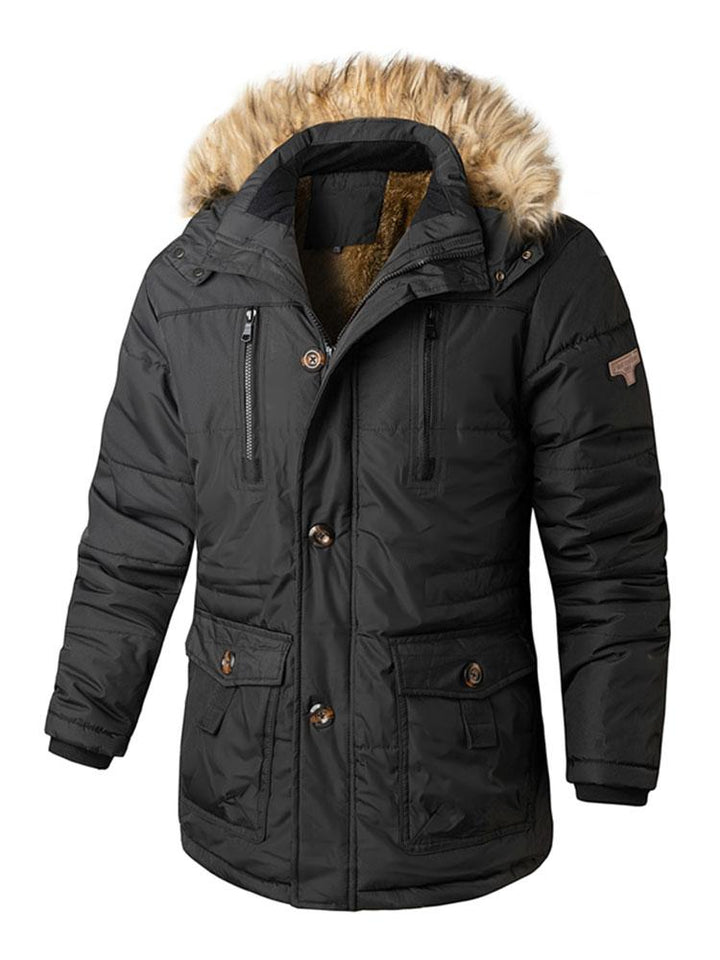 Ronald | Coat met imitatiebontkraag en afneembare capuchon