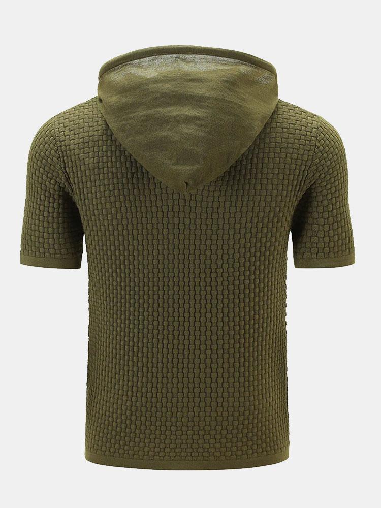 Jacob | Slim-fit gebreide trui met korte mouwen en capuchon