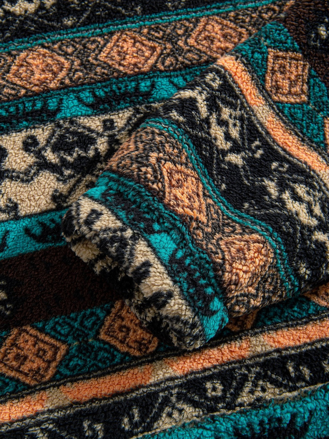 Aart | Hoodie van teddyfleece met etnisch geometrisch dessin