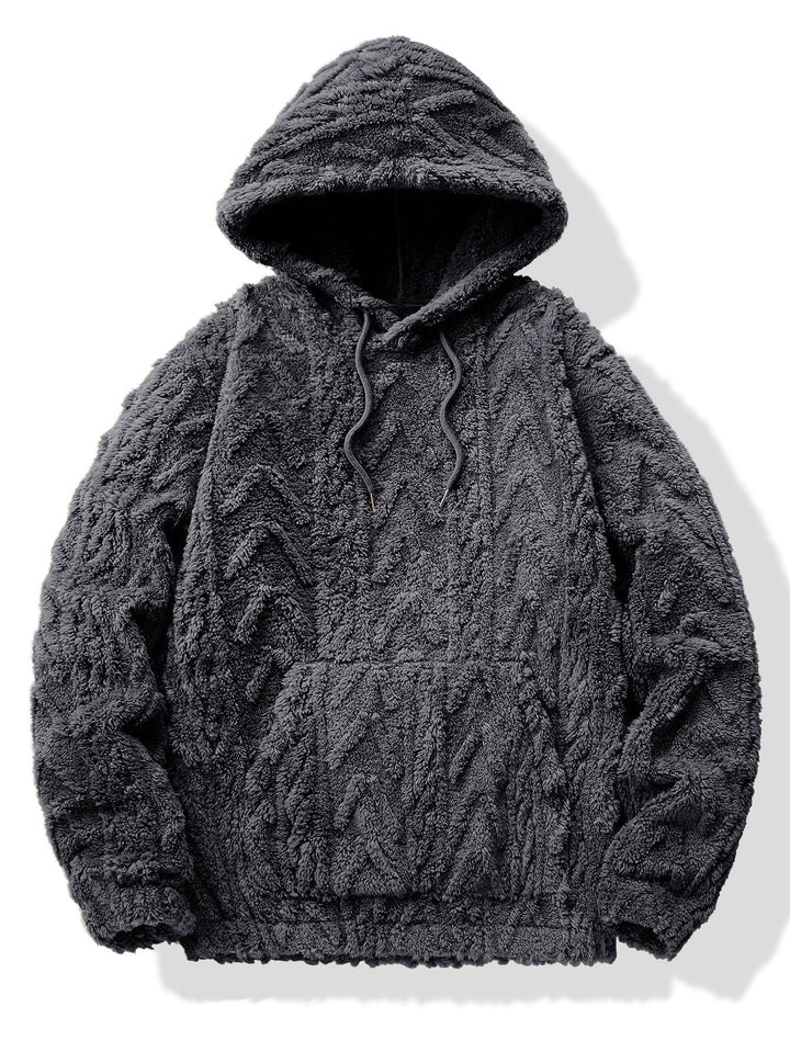 Yme | Teddyhoodie met geometrisch jacquarddessin