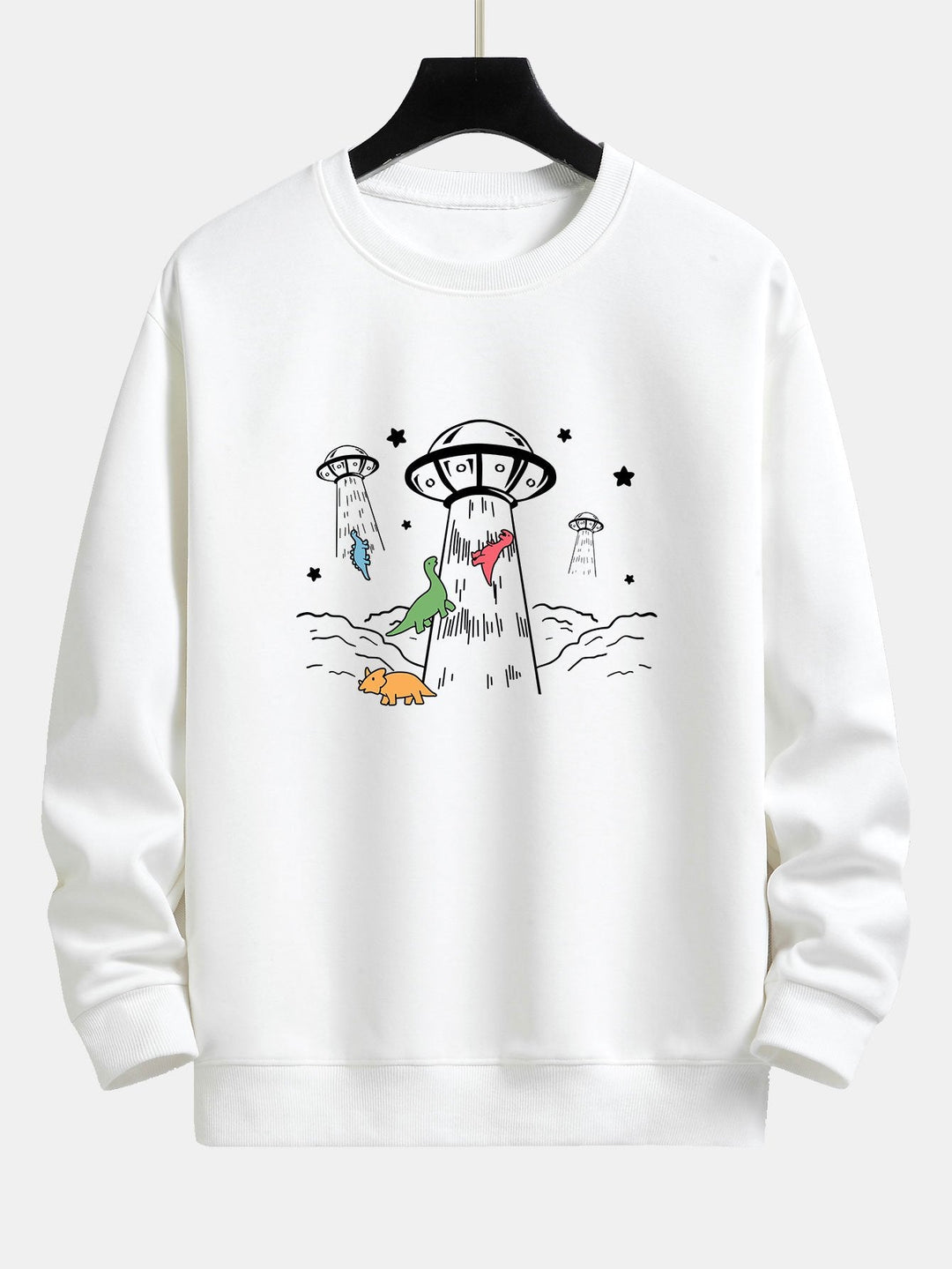 Krijn | Sweater met dinosaurus- en ruimteschipprint en relaxte pasvorm