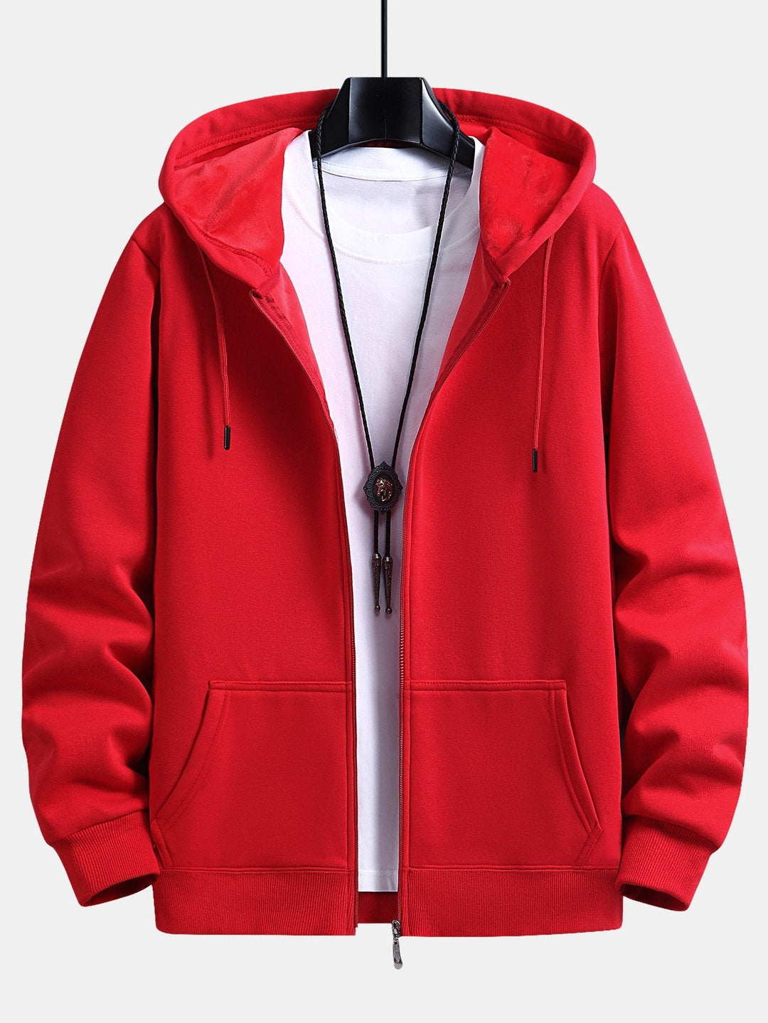Zeno | Hoodie met pluchevoering, ritssluiting en relaxte pasvorm