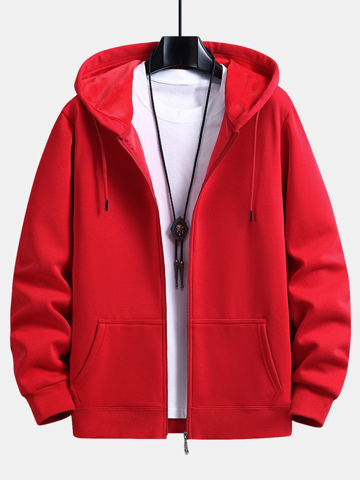 Zeno | Hoodie met pluchevoering, ritssluiting en relaxte pasvorm