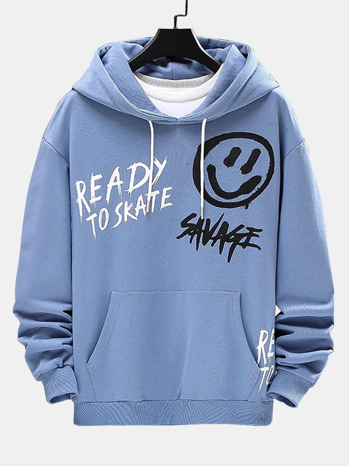 Teije | Hoodie met smiley- en graffitiprint
