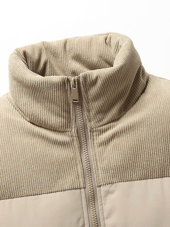 Boris | Corduroy puffer jack met patchwork