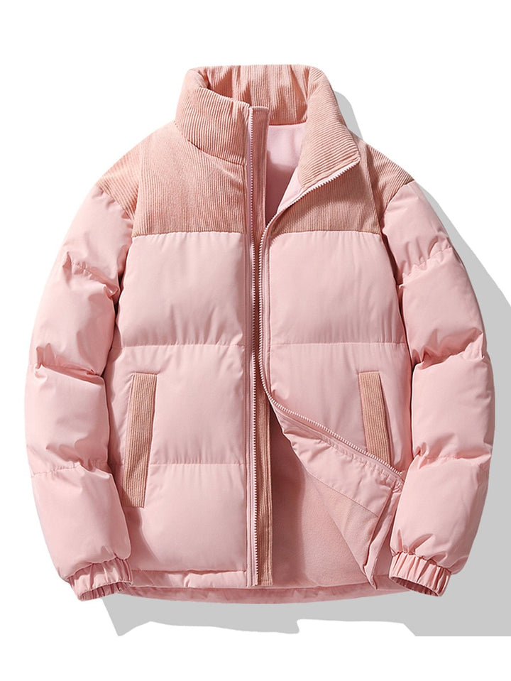 Boris | Corduroy puffer jack met patchwork