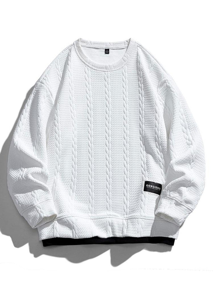 Menno | Sweater met jacquarddessin met tarwemotief en relaxte pasvorm