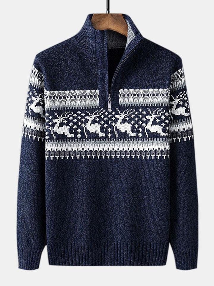 Siem | Kersttrui met elandprint en halve rits