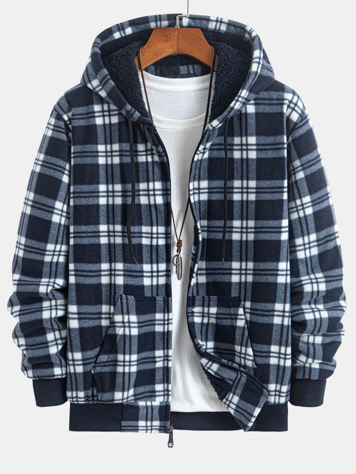 Evert | Geruite flanellen hoodie met teddyvoering