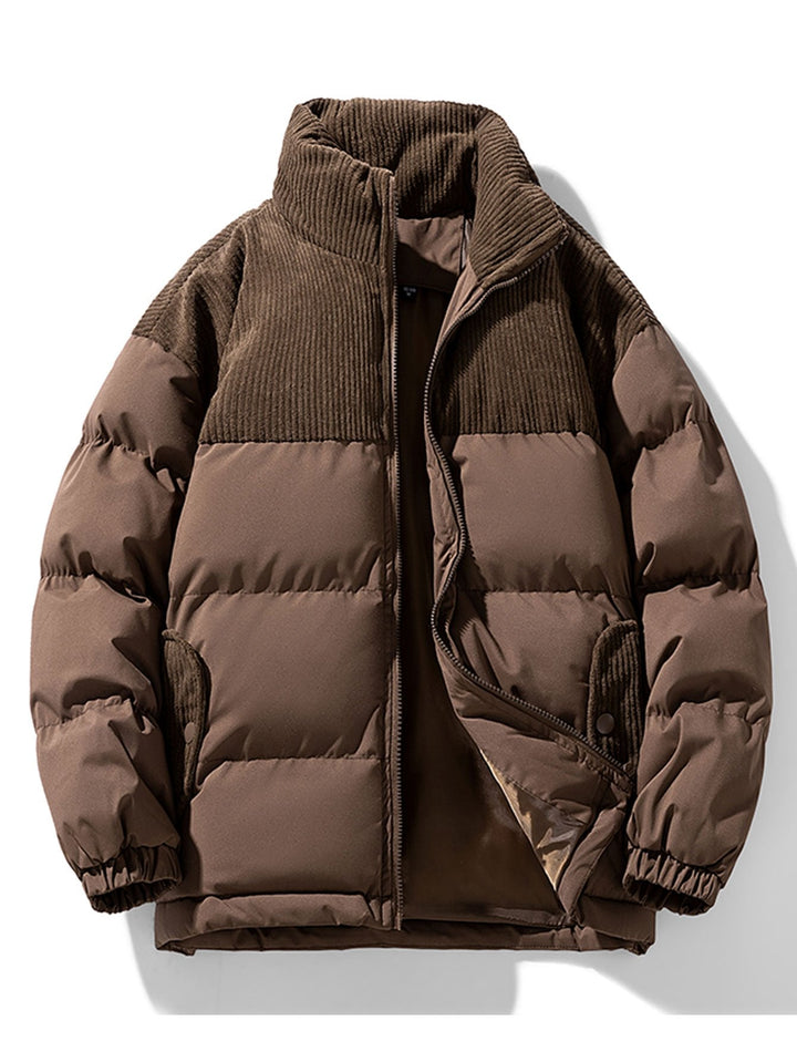 Levi | Corduroy puffer jas met patchwork