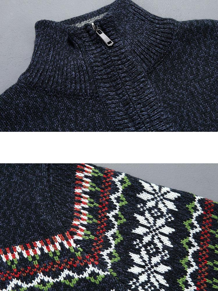 Sam | Kersttrui met geometrische print en halve rits