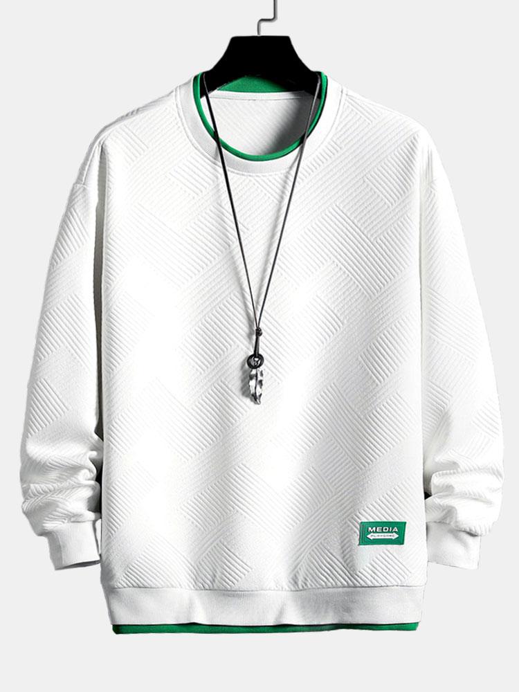 David | Sweater met geometrisch streepjacquard en relaxte pasvorm