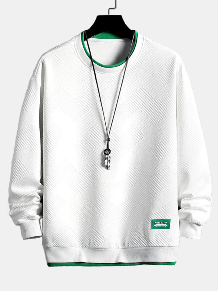 David | Sweater met geometrisch streepjacquard en relaxte pasvorm
