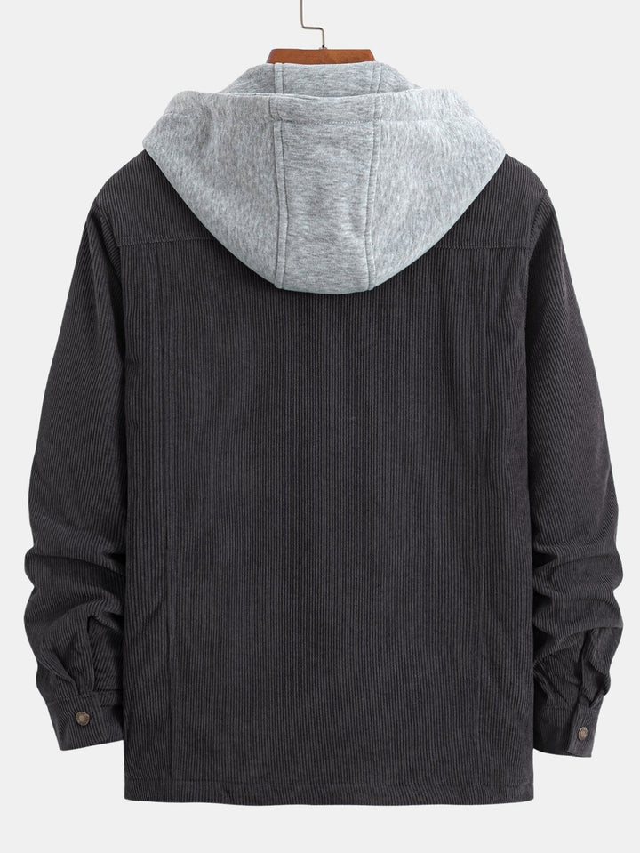 Marco | Gewatteerde corduroy jas met capuchon