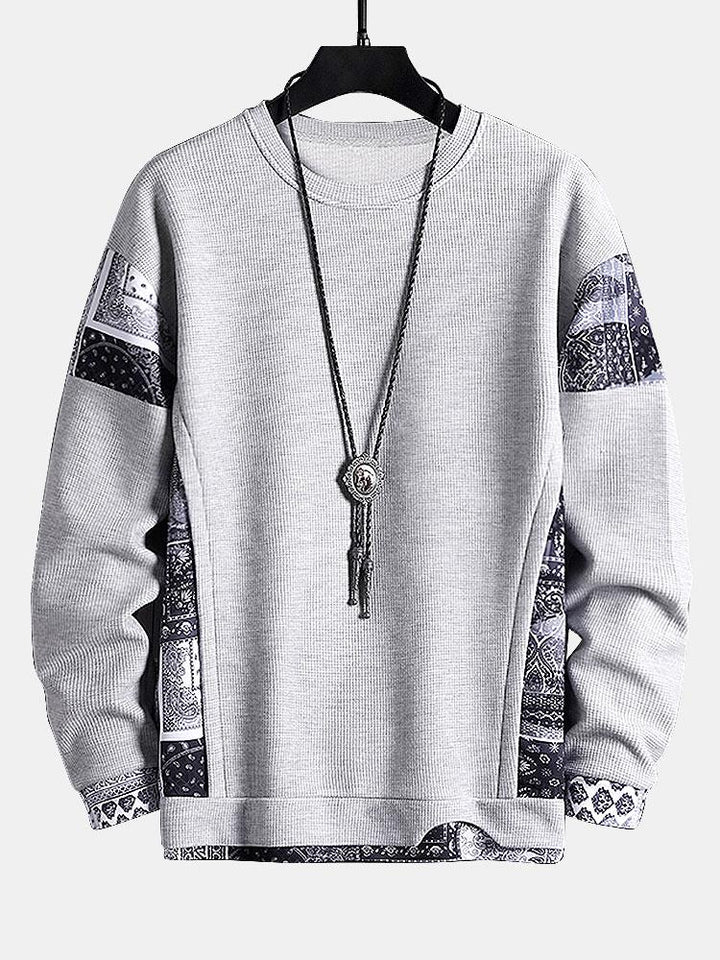 Hein | Sweater met paisleypanelen en wafelstructuur