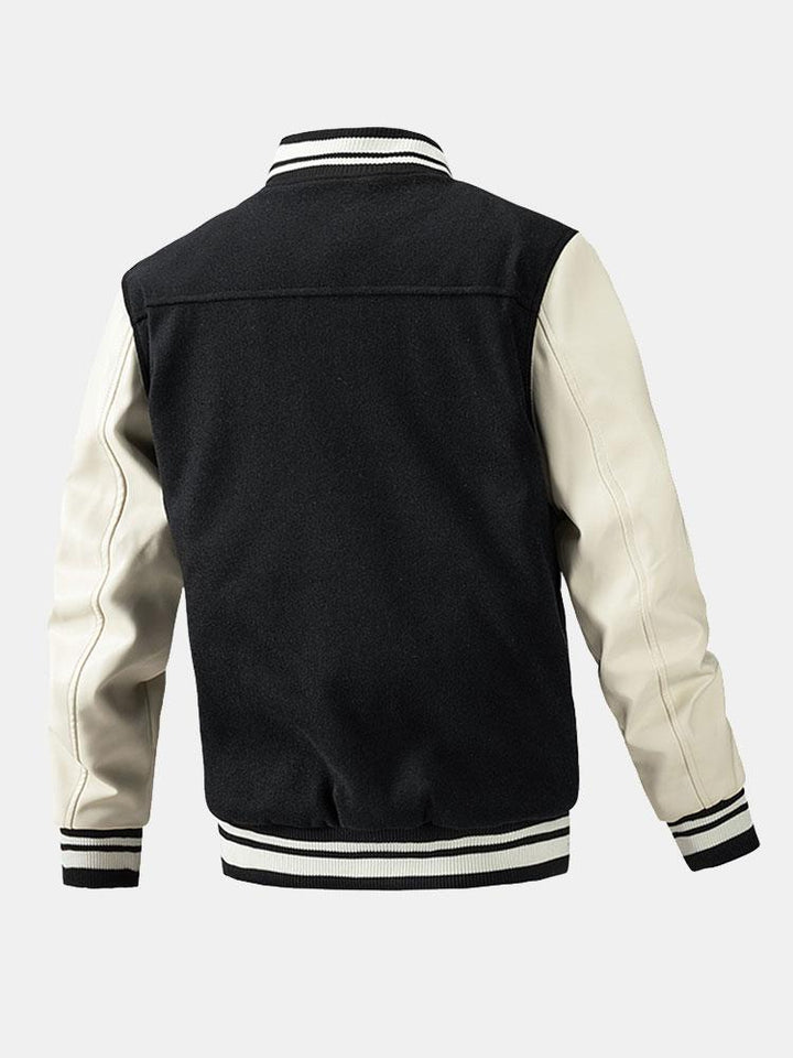 Yannick | Baseball jack met wolachtige pu-mouwen en contrastdetails