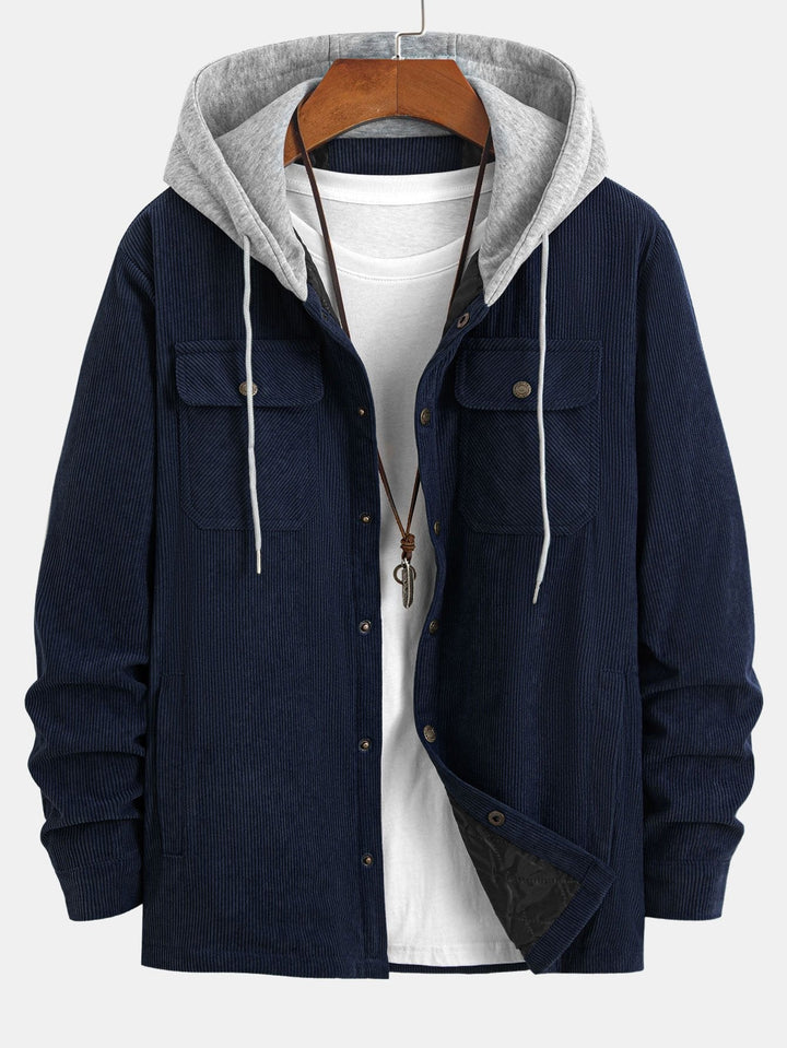 Marco | Gewatteerde corduroy jas met capuchon