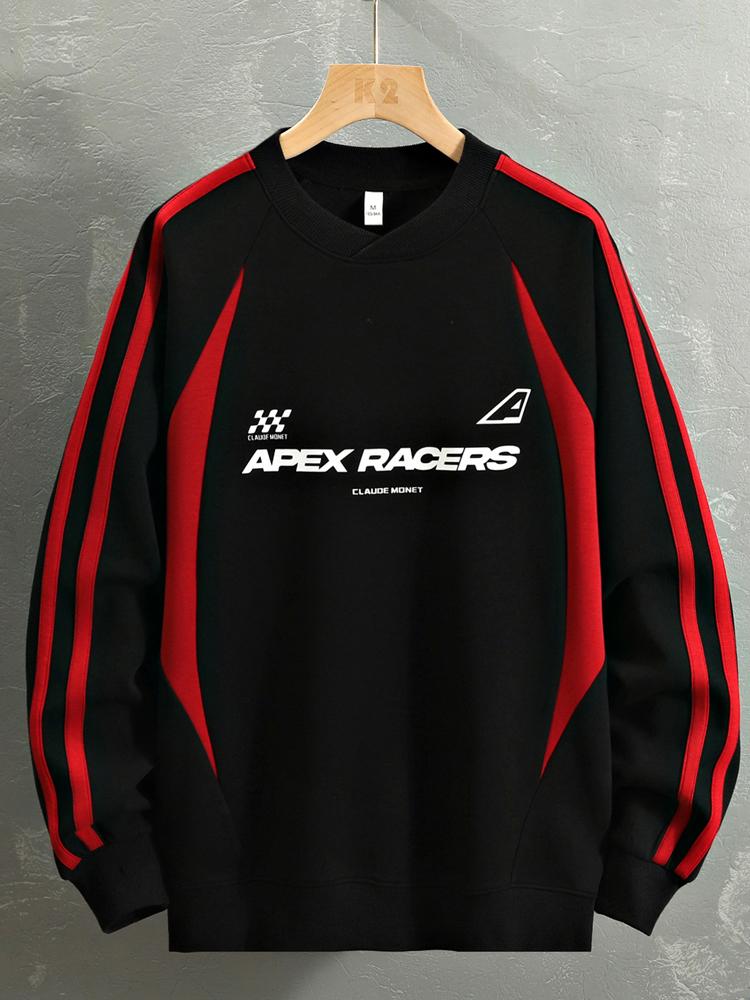 Remco | Oversized racesweater met tekstopdruk en kleurvlakken