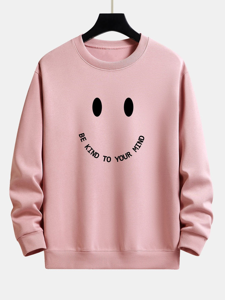 Mees | Sweater met smiley- en tekstopdruk en relaxte pasvorm