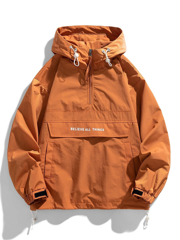 Bart | Nylon windjack met capuchon en halve rits