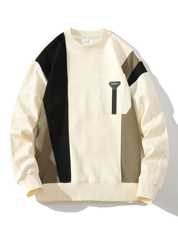 Bas | Sweater met kleurvlakken en borstzak