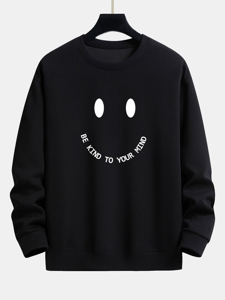Mees | Sweater met smiley- en tekstopdruk en relaxte pasvorm