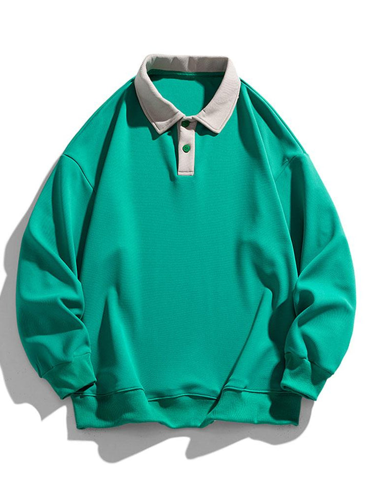Finn | Polosweater met contrastdetails en wafelstructuur en relaxte pasvorm