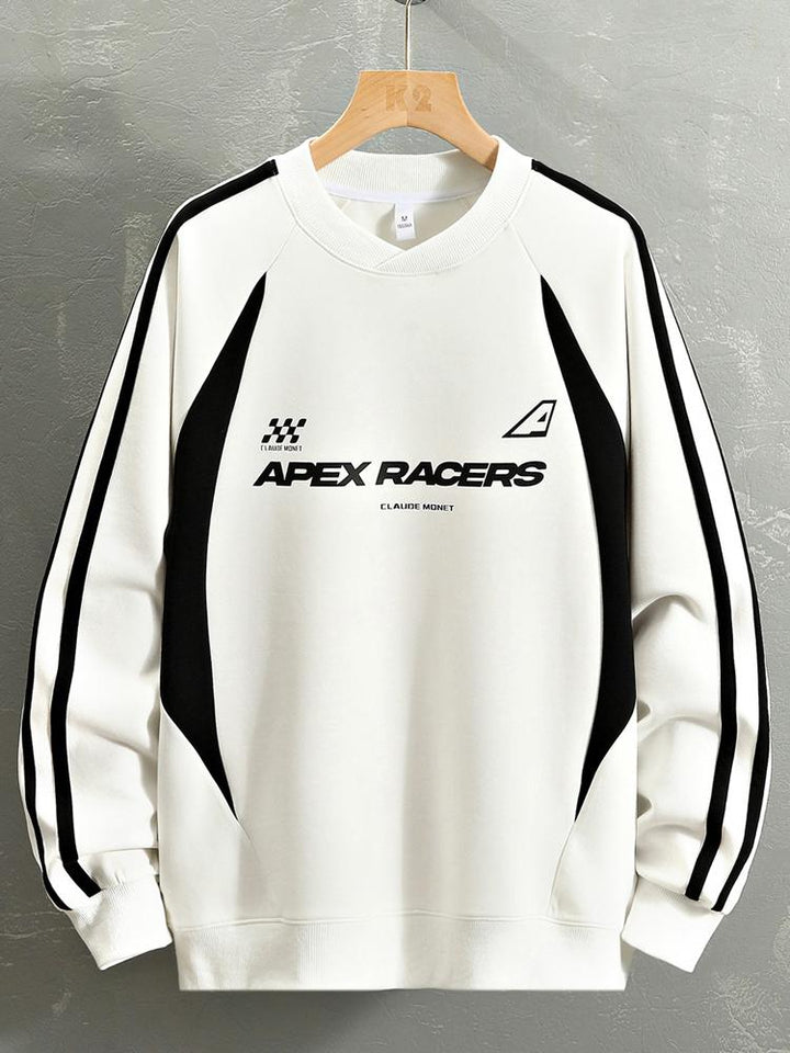 Remco | Oversized racesweater met tekstopdruk en kleurvlakken