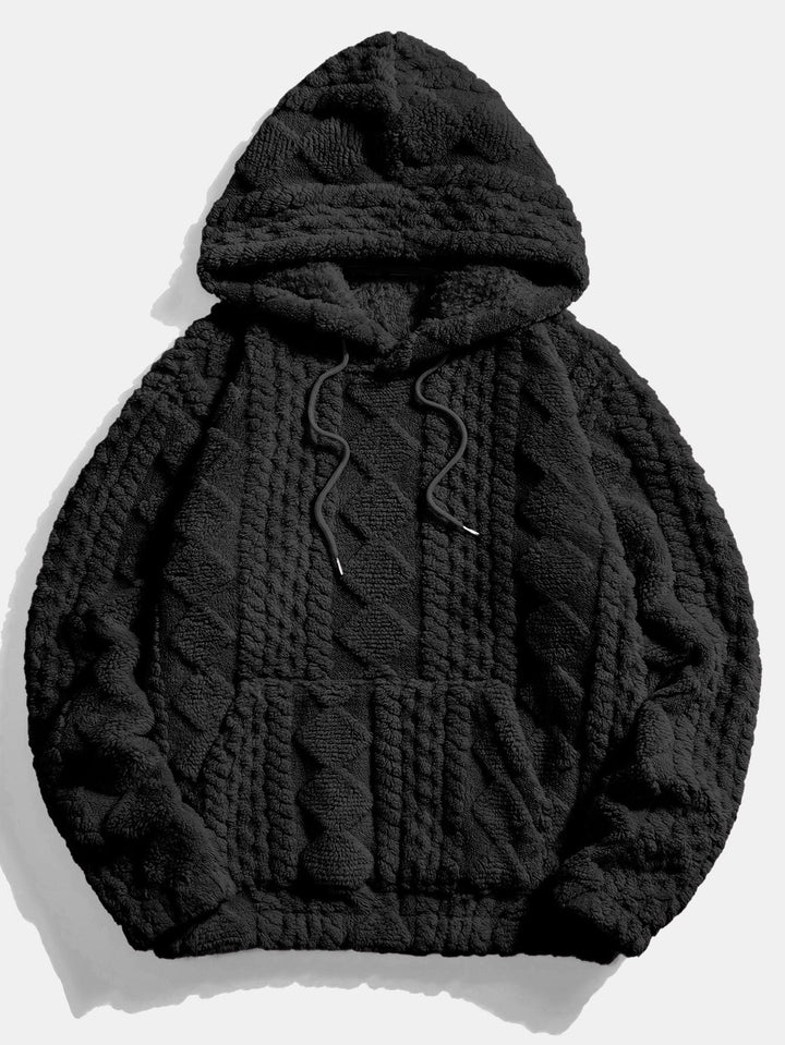 Niek | Teddyhoodie met geometrisch jacquarddessin