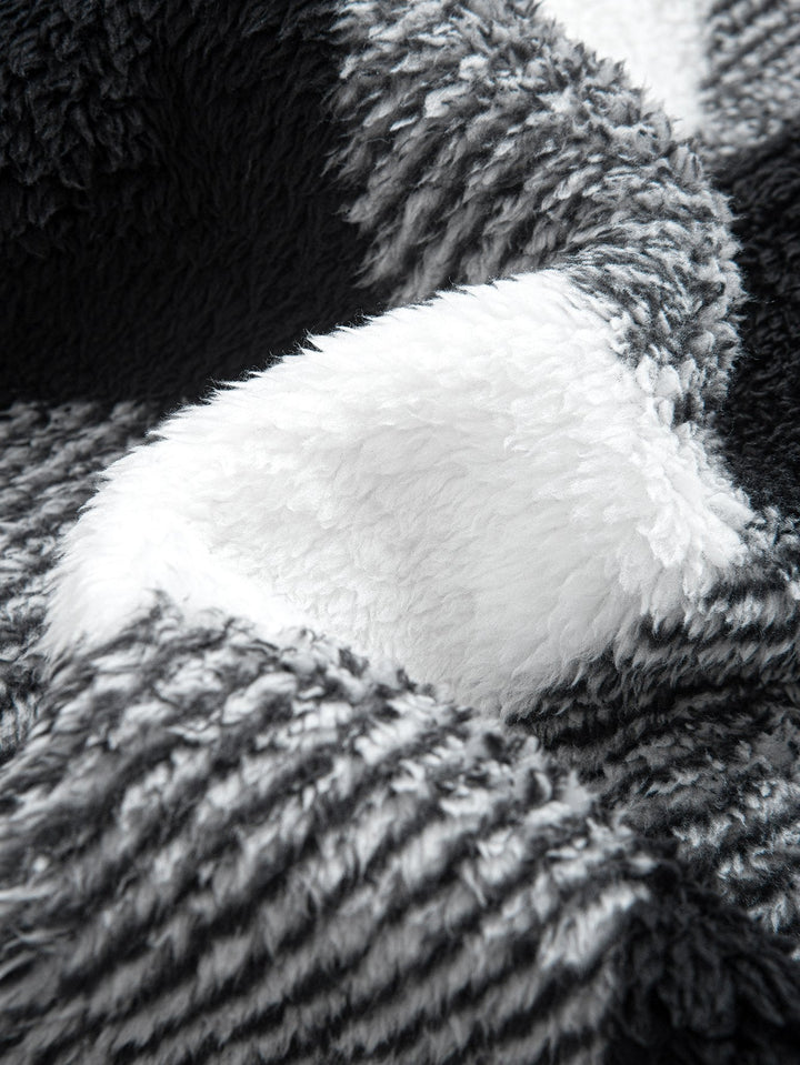 Gerard | Geruite teddyfleece jas met capuchon