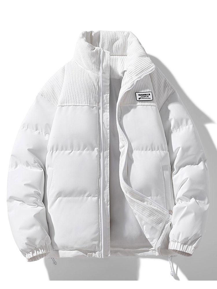 Patrick | Puffer jas met corduroy paneeldetails
