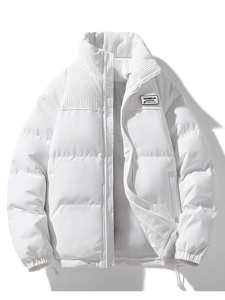 Patrick | Puffer jas met corduroy paneeldetails