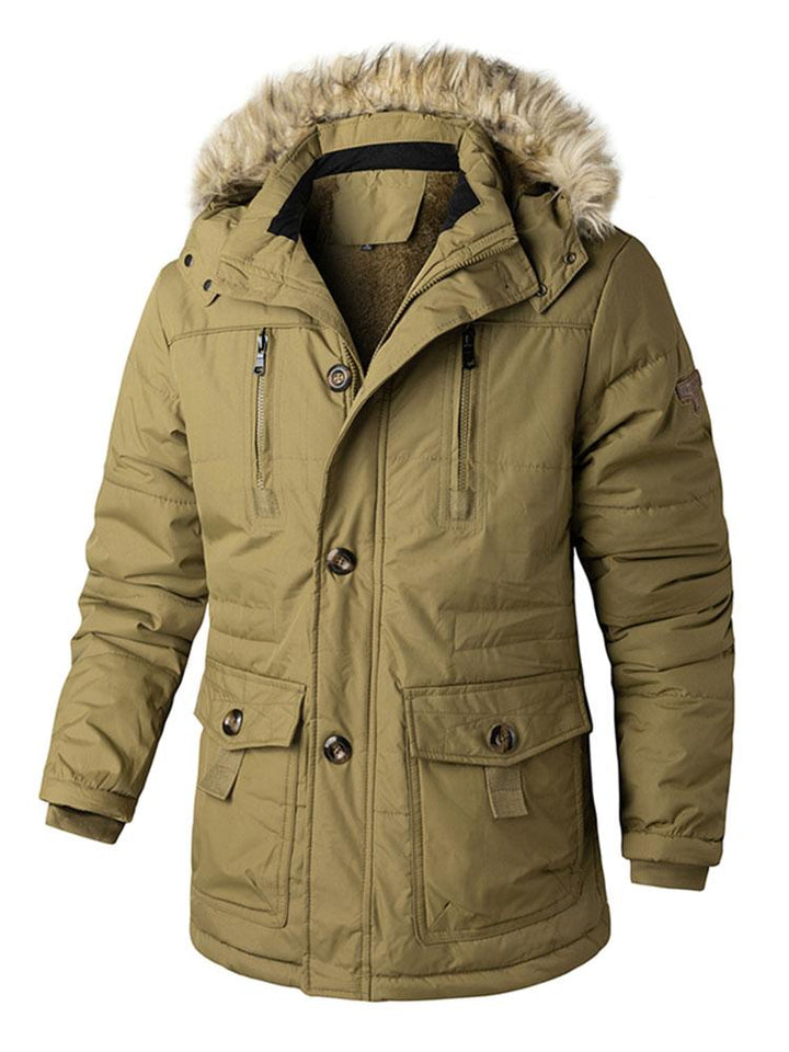 Ronald | Coat met imitatiebontkraag en afneembare capuchon